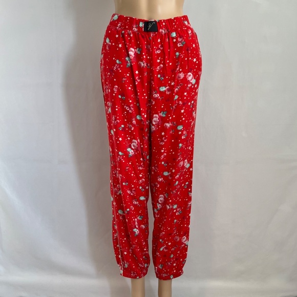Victoria's Secret Sleep Pants Red Flowers Stars PJ Lounge Cotton Size Small - Picture 2 of 9